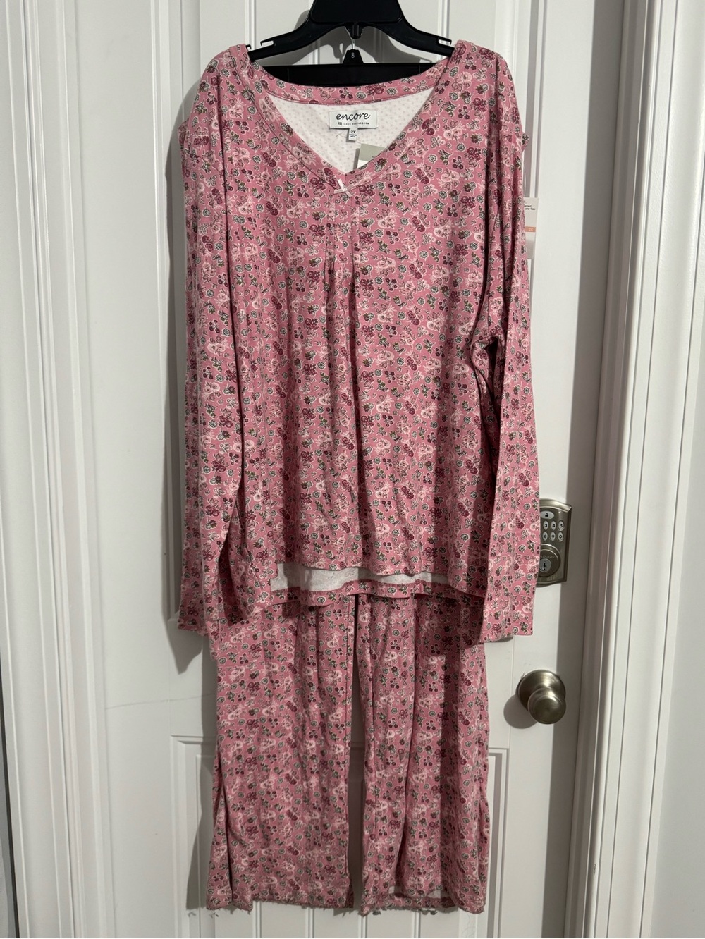 Cute Encore Karen Neuburger size 2X pink floral pajama set pants shirt new
